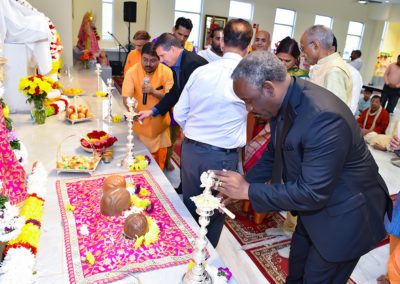 chief guests enlightening the lamps of the holy hindu durga sai baba temple orlando, florida